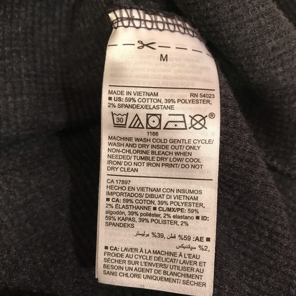 Old Navy Long Sleeve Thermal Top Womens Medium Love Peace Mitten Charcoal Grey - Picture 12 of 13